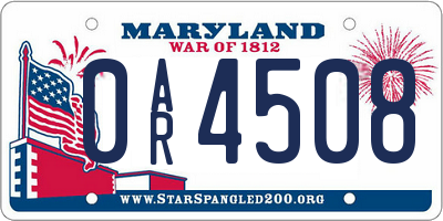 MD license plate 0AR4508
