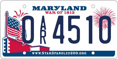 MD license plate 0AR4510