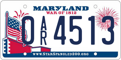 MD license plate 0AR4513