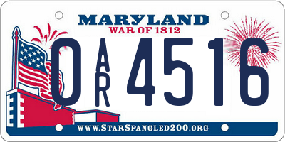 MD license plate 0AR4516