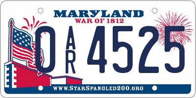 MD license plate 0AR4525