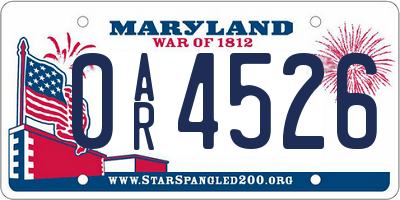 MD license plate 0AR4526