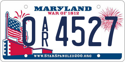 MD license plate 0AR4527