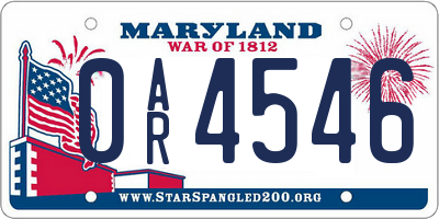MD license plate 0AR4546