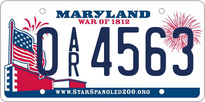 MD license plate 0AR4563