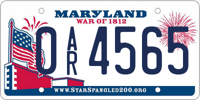 MD license plate 0AR4565
