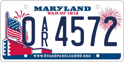 MD license plate 0AR4572
