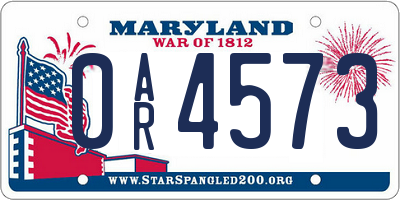 MD license plate 0AR4573