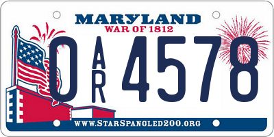 MD license plate 0AR4578