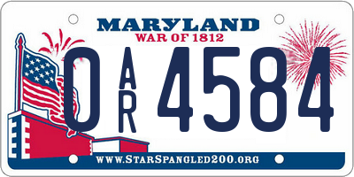 MD license plate 0AR4584