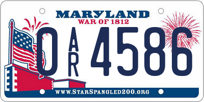 MD license plate 0AR4586