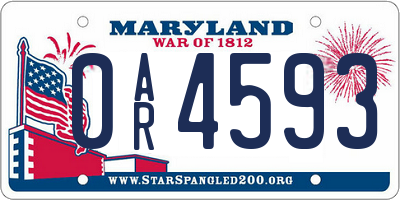 MD license plate 0AR4593