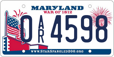 MD license plate 0AR4598