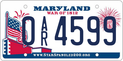 MD license plate 0AR4599