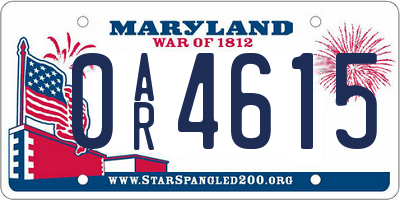 MD license plate 0AR4615