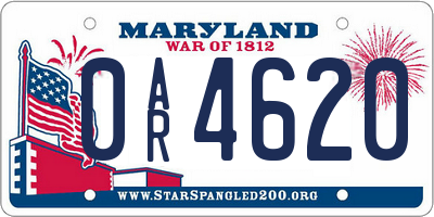 MD license plate 0AR4620