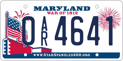 MD license plate 0AR4641