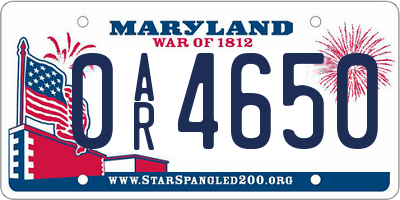 MD license plate 0AR4650