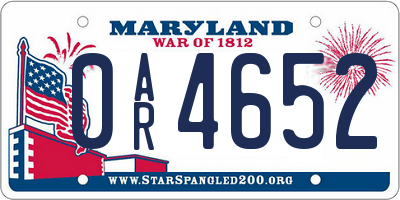 MD license plate 0AR4652