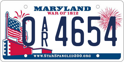 MD license plate 0AR4654