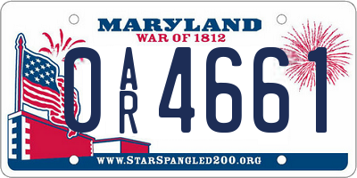 MD license plate 0AR4661