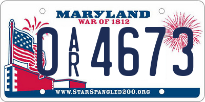 MD license plate 0AR4673