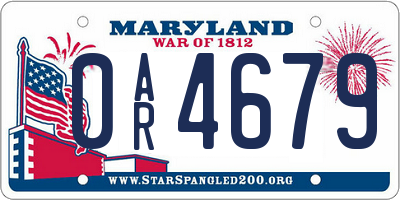 MD license plate 0AR4679