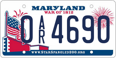 MD license plate 0AR4690
