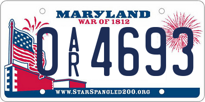 MD license plate 0AR4693