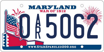 MD license plate 0AR5062