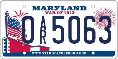 MD license plate 0AR5063