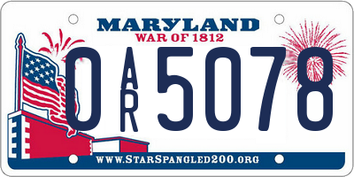 MD license plate 0AR5078