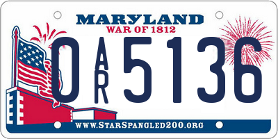 MD license plate 0AR5136