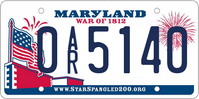 MD license plate 0AR5140