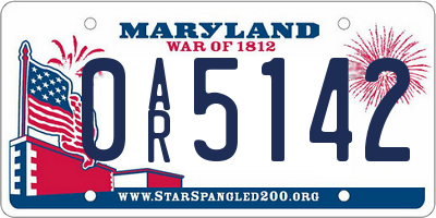 MD license plate 0AR5142