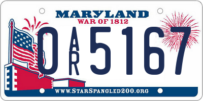 MD license plate 0AR5167