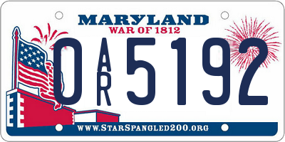 MD license plate 0AR5192