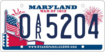 MD license plate 0AR5204