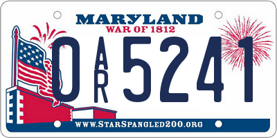 MD license plate 0AR5241