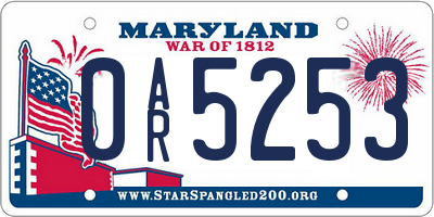 MD license plate 0AR5253