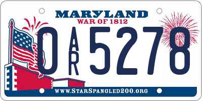 MD license plate 0AR5278