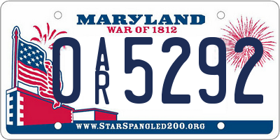 MD license plate 0AR5292