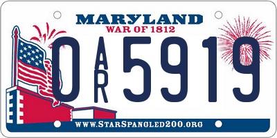 MD license plate 0AR5919