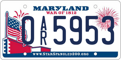 MD license plate 0AR5953