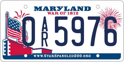 MD license plate 0AR5976