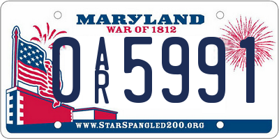 MD license plate 0AR5991