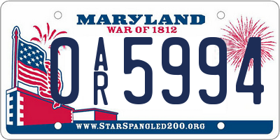 MD license plate 0AR5994