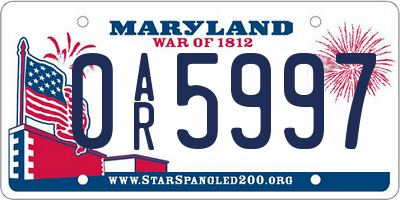 MD license plate 0AR5997