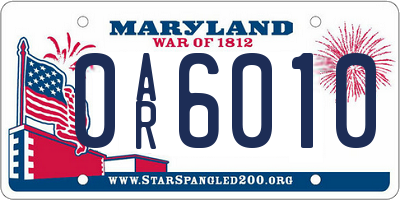 MD license plate 0AR6010