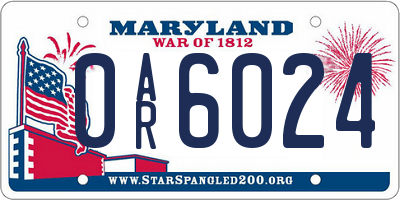 MD license plate 0AR6024